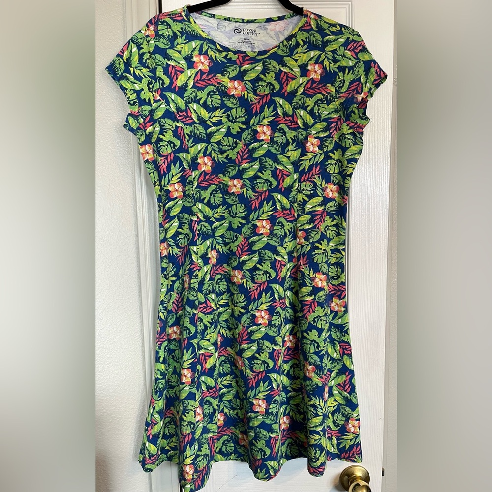 Cozee Corner 80’s Cotton Fit and Flare Sundress Hawaiian Print Size Medium